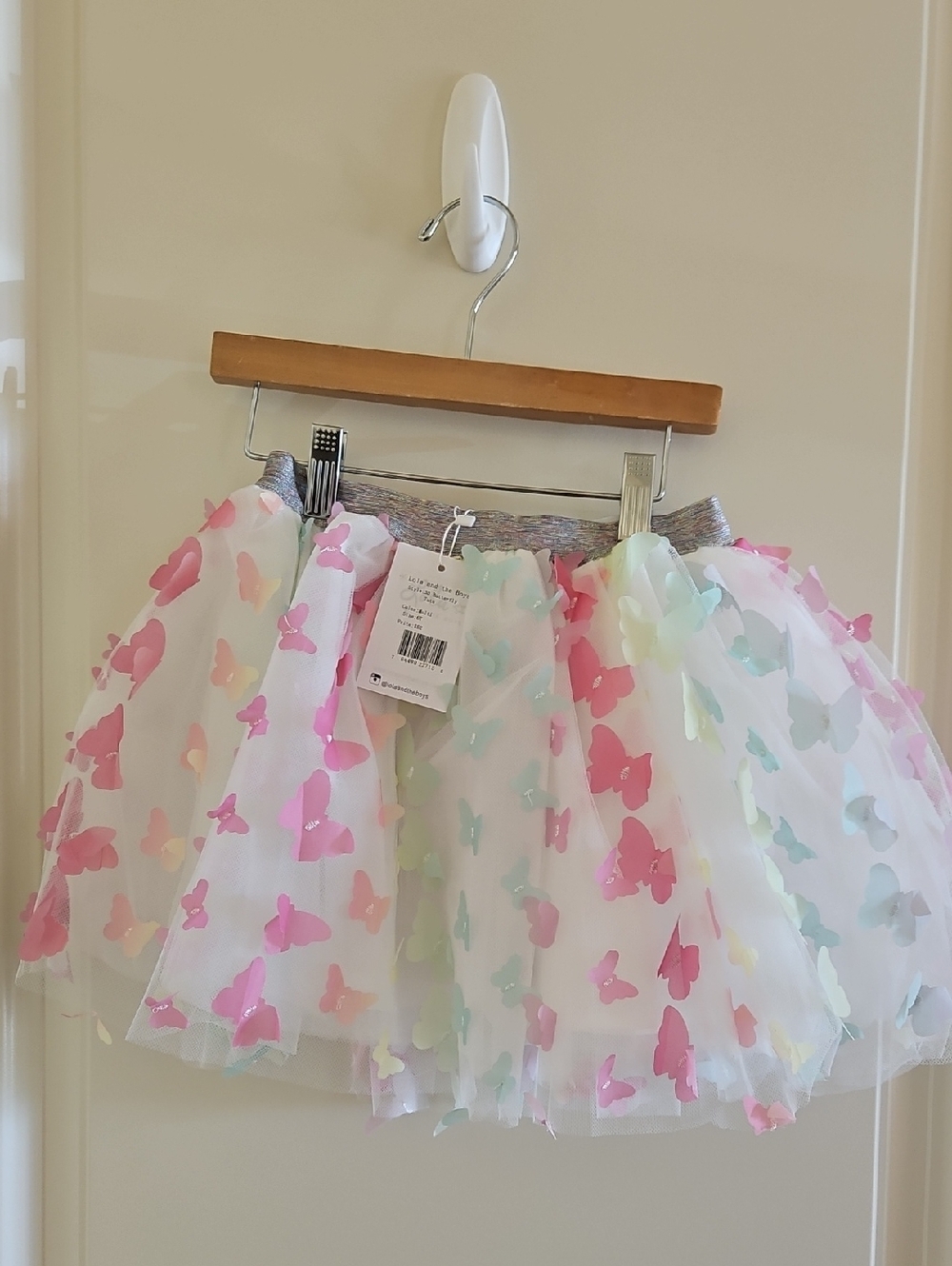 Lola + The Boys White Tulle Butterfly Skirt with Pink, Mint & Yellow Accents